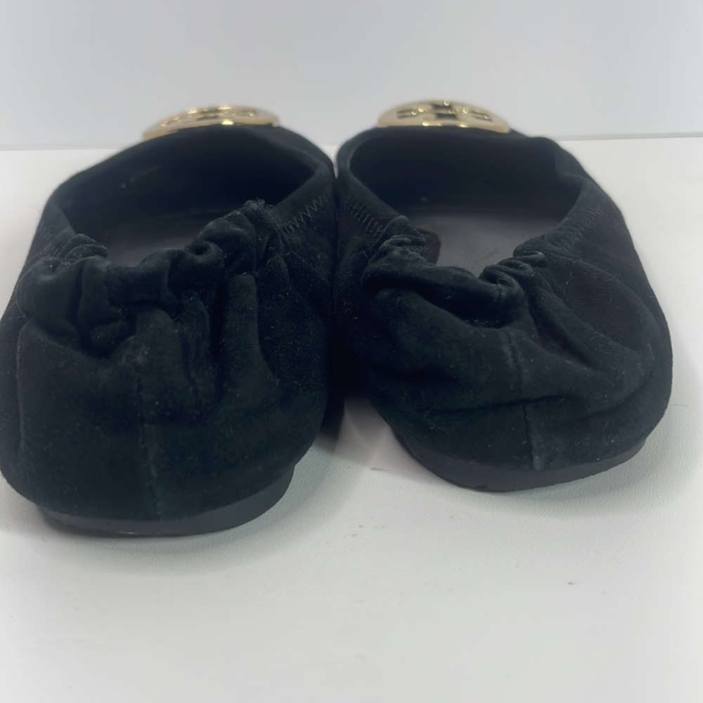 Tory Burch Reva Black Suede Gold Hardware Ballet Flat Size 7 M - Picture 10 of 11